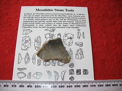 Mesolithic Flint Stone Age Tool Knife Scraper Spear Arrow UK Find #16 • $6.22