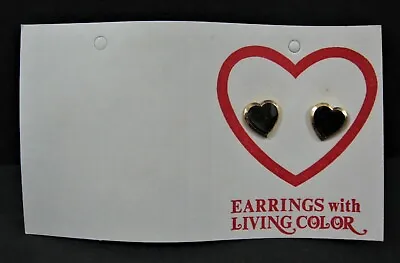 Vintage Mood Goldtone Earrings W/ Living Color Heart Shaped On Card Store Stock • $13.99