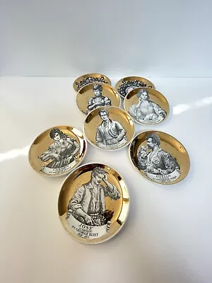 8 Fornasetti Coasters Gold Tray Bowl CERAMIC POTTERY MID CENTURY ITALIAN ITALY • $625