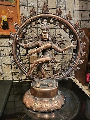 Vintage 15  X 13 Dancing Shiva Bronze Copper Alloy Statue Of Shiva Nataraja  • $150