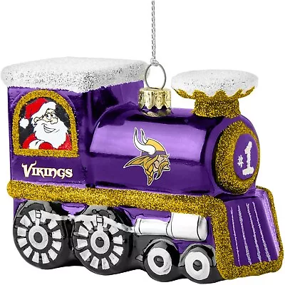 MINNESOTA VIKINGS NFL Blown Glass Train Christmas Tree Ornament-GREAT GIFT NEW • $16.99