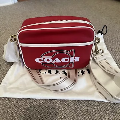 NWT - Coach Glove Tan Leather Crossbody (Red) Collegiate With Two Straps • £144.77