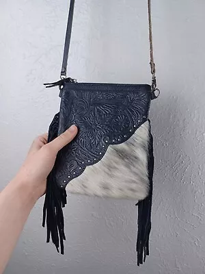 Montana West Genuine Leather Cowhide Fur Fringe Small Crossbody Bag • $45