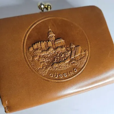 Vintage  Austria Tourist Travel Souvenir  Wallet Change Holder Embossed Leather • $19.47
