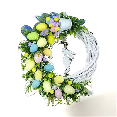 New Colorful Home Spring Hanging Floral Door Decor Easter Wreath Rabbit Eggs • £8.33