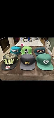 Lot Of 6 GREEN SNAP/Strapback Hats NIKE SB FOAMPOSITE NBA HYPE MEM SEA ATL M&N • $38