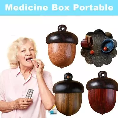 Solid-Wood-Medicine Pill Box Mini Sandalwood Rescue Pill Case Portable Storage  • $1.51