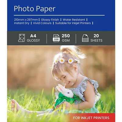 $15.90 • Buy 20-100 Sheets Glossy Photo Paper A4 Size 250GSM Cast Coated For Inkjet Printer