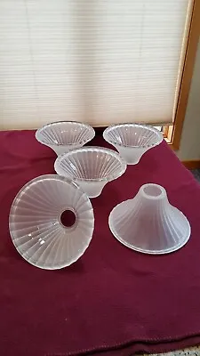 5 Vintage Frosted Ribbed Bell Shaped Glass Chandelier Lamp Globe Shades 8  X 4  • $39.95