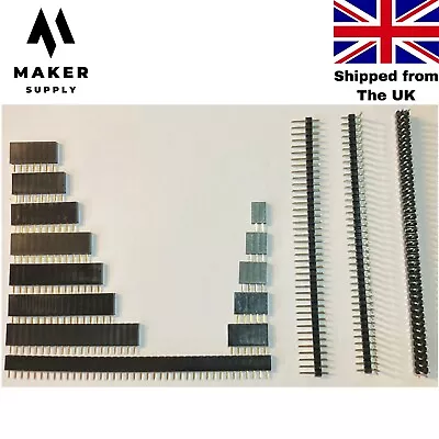 £3.09 • Buy 2.54mm 0.1  PCB Header Vertical Female Male Socket Connector - Single Double Row