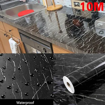 10M Kitchen Marble Worktop Covering Cupboard Self Adhesive Sticker Wrap Film UK • £9.99