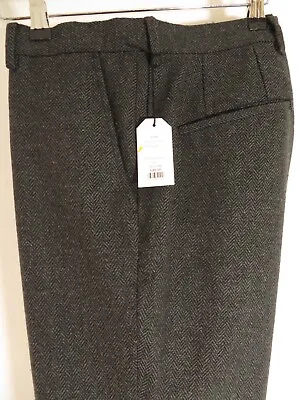 Vito - Wool Blend Herringbone - Grey Black Trousers - Deadstock NEW - Size52 34 • $6.20