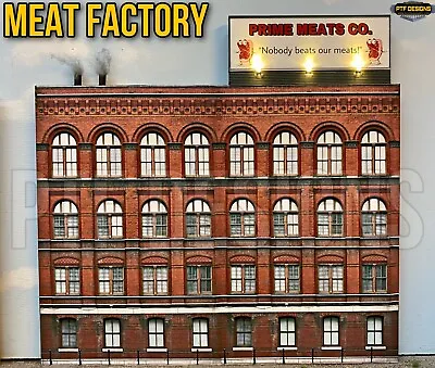 O Scale MEAT FACTORY - Building Flat/ Front W/LED - Scratch Built Lionel MTH • $43.99