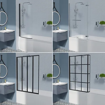 Pivot 4 Folding L Shape Hinged Bath Shower Screen P Shaped Glass Return Panel • £94.99