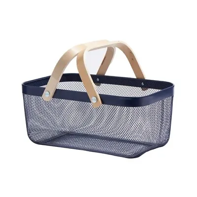 £19.99 • Buy Large Mesh Basket With Wooden Handle Food / Home / Kitchen Storage 3 Colours 👌