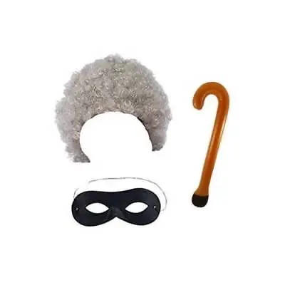 Grey Gangsta Granny Old Woman Wig Mask Gangster Fancy Dress Book Week Costume  • £3.89