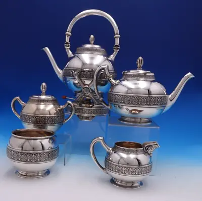 Gorham Sterling Silver Tea Set 5pc #1400 Kettle Pot Sugar Creamer Waste (#7608) • $4545