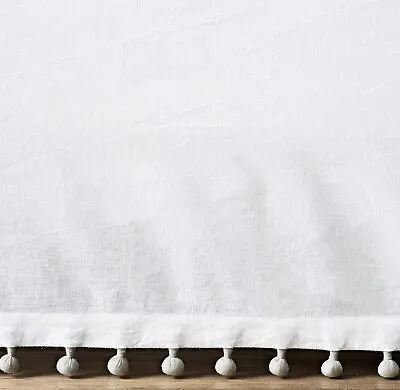Restoration Hardware RH Baby Child Cotton Linen CRIB Bed Skirt Grey PomPoms • $44.99