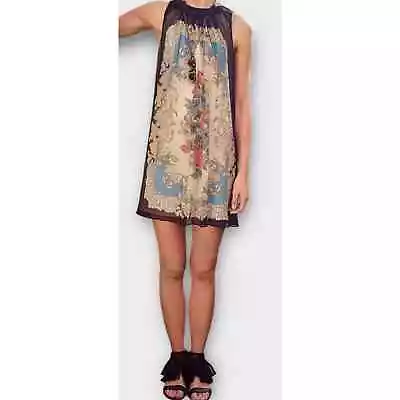 Anthropologie Moulinette Soeurs Flora Vignette Silk Dress Size 8 • $40