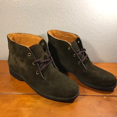 Vtg Hush Puppies Cuddles Brown Suede Chukka Ankle Boot US 9.5 N Faux Fur USA  • $22.99