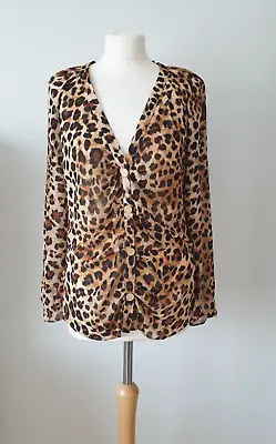 ZARA Leopard Animal Print Sheer / Chiffon Shirt Top Blouse  BNWT SIZE L • £14.99