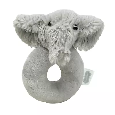 MUDPIE Gray Elephant Plush Rattle Grab Ring Small Hands Big Ears • $6.96