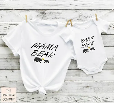 £14.98 • Buy Mama Bear Baby Bear Matching T-Shirt & Bodysuit Set Baby Grow Tee Mum Mummy & Me