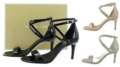 Michael Kors Ava Mid Sandal Women's Leather Strappy 3.25  Pump Heels • $24.99