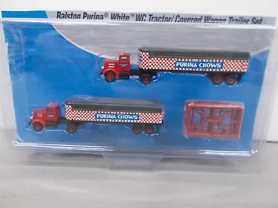 Mini Metals~ Ralston Purina White Wc Tractors & 32' Trailers~n Scale~cut Package • $20