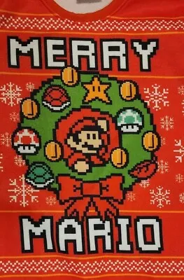 $26.10 • Buy Super Mario Bros Christmas Sweater MERRY MARIO Ugly XMAS Size XL Nintendo