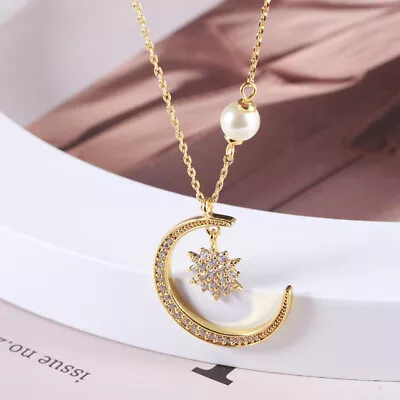 Kate Spade Six-Pointed Star Moon Snowflake Shape Pearl Star Moon Necklace • $22.38