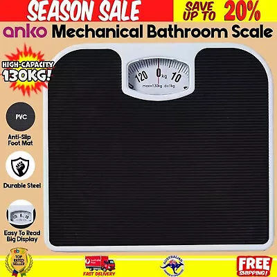 Weighing Machine Mechanical Kitchen Bathroom Anti Slip Body Weight Scale 130kg • $19.99