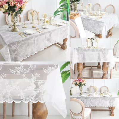 Lace Tablecloth Rectangle Furniture Cover Protector Table Cloth Table Cover • £7.29