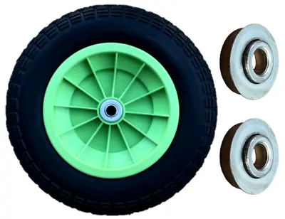 3.50/4.00-8 LIME GREEN 14  PUNCTURE PROOF LAUNCHING TROLLEY WHEEL 16mm BEARINGS • £19.95