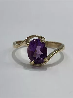 9ct 9K Yellow Gold Natural Oval Purple Amethyst Solitaire Ladies Ring. Brand New • $256.84