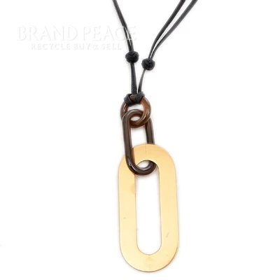 $726.42 • Buy Hermes Buffalo Horn Gold Plate Necklace  Bp