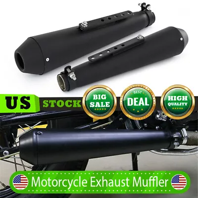 Pair For Honda CB350 CB360 Black Cafe Reverse Cone Megaphone Exhaust Pipes Black • $79.99