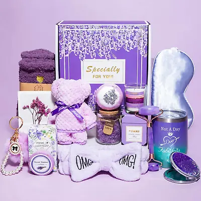Valentine's Gift For Women Purple Gift Basket Lavender Relaxing Gift Set For Her • $44.33