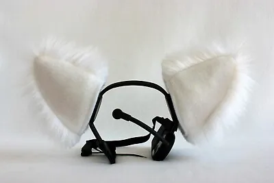 $18.99 • Buy Solid WHITE Furry Kitty Cat EAR WOLF Fox NECOMIMI COVERS ONLY Cosplay Anime