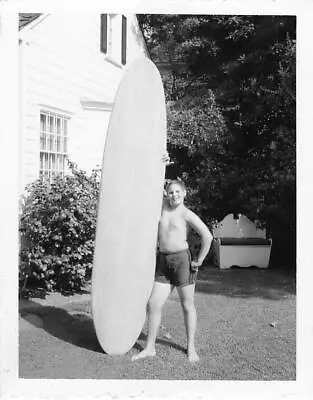 1960s Polaroid Snapshot Photo Sassy Boy Surfer Long Board So Cal Surf Surfboard • £47.50