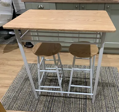 Breakfast Bar Table And Stools Kitchen Dining Room 2 Seater Modern Furniture Set • £62.80