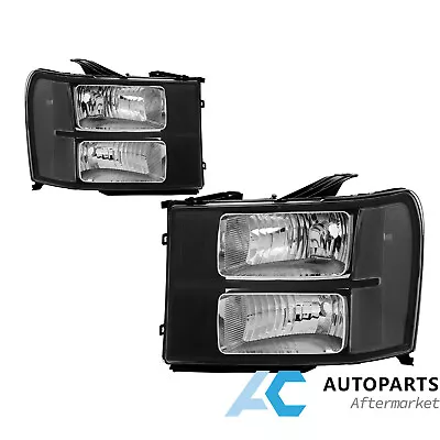 For 07-13 GMC Sierra 1500 2500HD 3500HD Headlights HeadLamps Pair Black Clear • $83.79