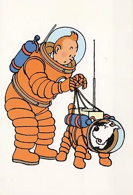 1996 TINTIN & SNOWY ASTRONAUTS Postcard 6  X 4  Original Vintage By Moulinsart • $19.99