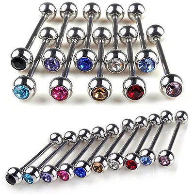 5X Mixed Logo Ball Tongue Bars Rings Barbell Piercing Stainless Steel Liau A:da • £3.26