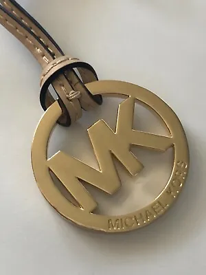 Michael Kors Gold Logo Purse Bag Charm KEY Chain FOB Hang Tag Beige Nude H*_ • $27.99