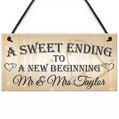 Personalised New Beginning Mr & Mrs Wedding Hanging Plaque Reception Sign • £6.99