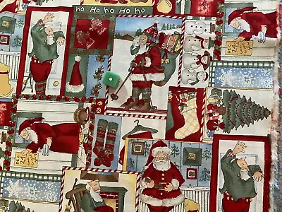 Alexander Henry Vintage Christmas Cotton Fabric  Santa 1 Yd • $8