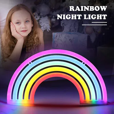 Rainbow Neon Sign Lights Wall Decor Home Decoration Light Lamp For Kids Room • £6.99