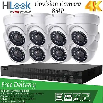 Hikvision 8mp Cctv System 4k 4ch 8ch Dvr Outdoor Uhd Dome Camera Security Kit • £144.10