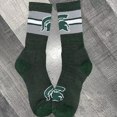 Michigan State Spartans Ncaa College Team Logo First String Crew Socks Large • $9.67